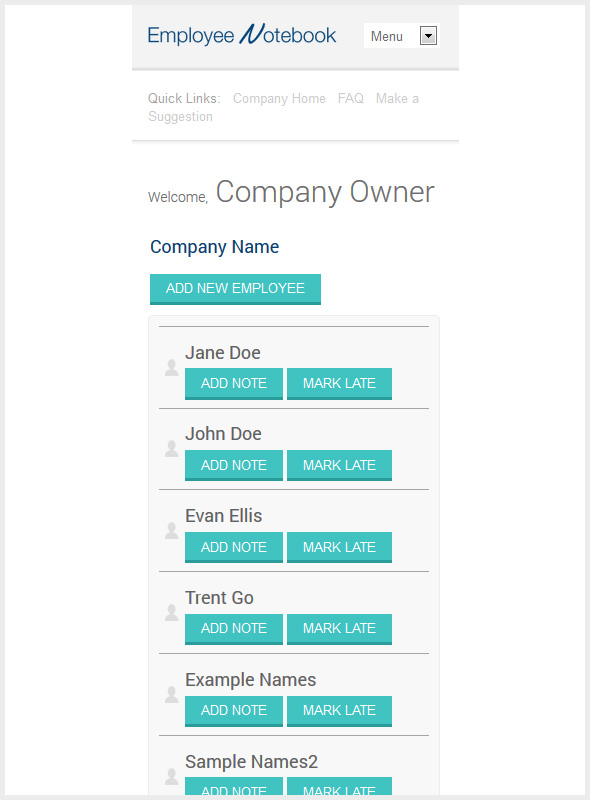 Employee Notebook - Easy to use on Mobile